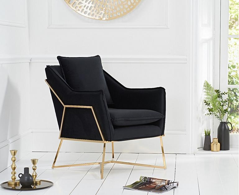 Lara Black Velvet Accent Chair