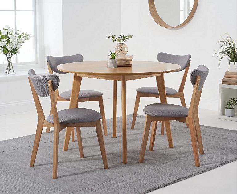 Sacha 110cm Round Dining Table with Sacha Grey and Oak ...