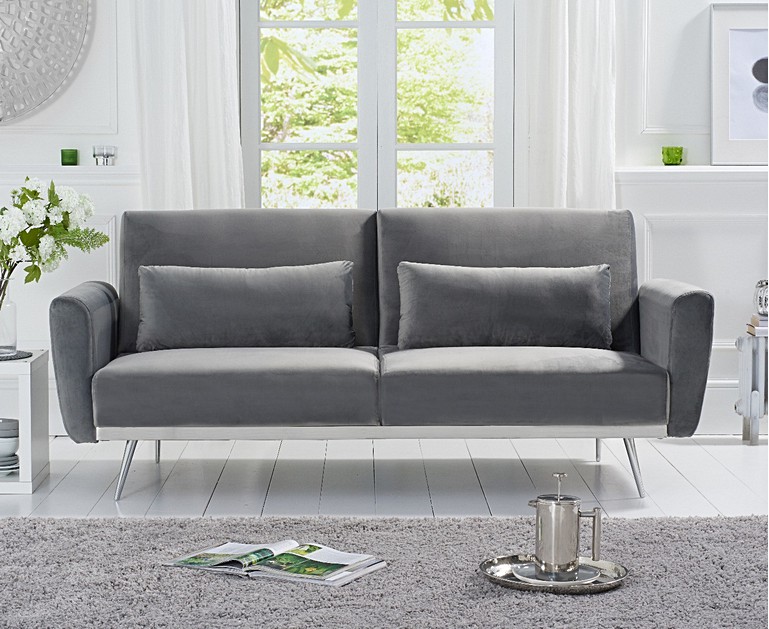 Elena Sofa Bed in Grey Velvet