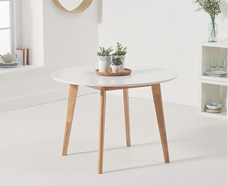 Rebekah Oak and White 110cm Round Dining Table