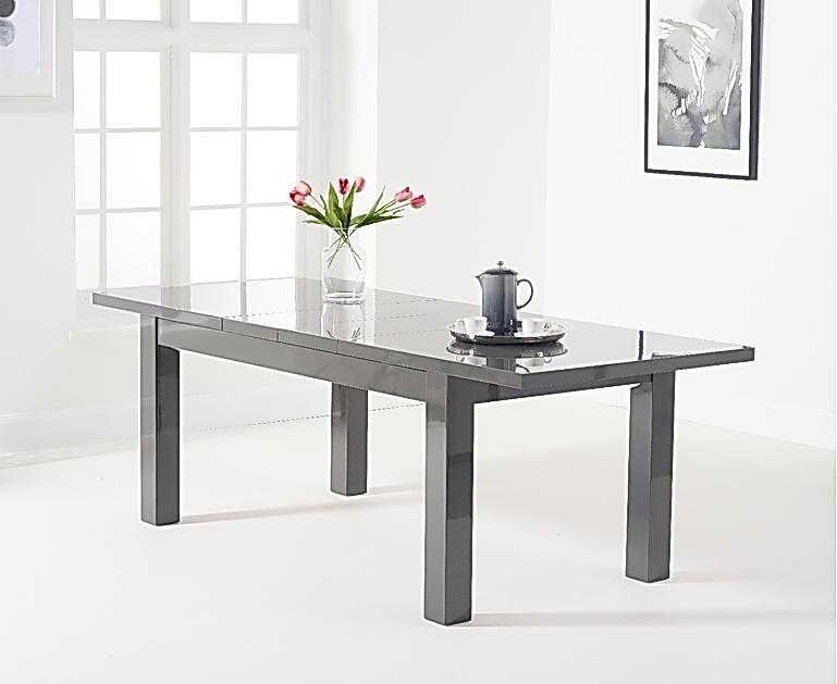 Atlanta Dark Grey Gloss 160-220cm Extending Dining Table ...