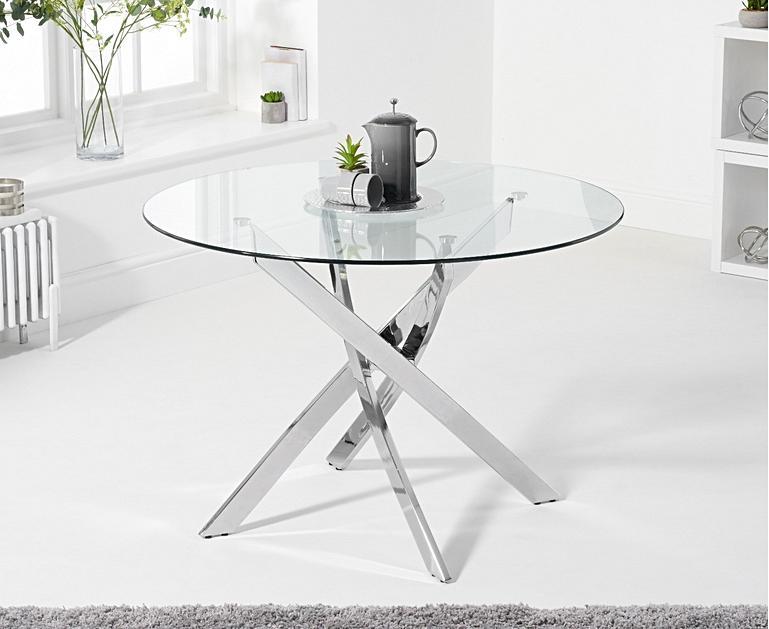 Denver 110cm Glass Dining Table with Calgary Velvet Chairs ...