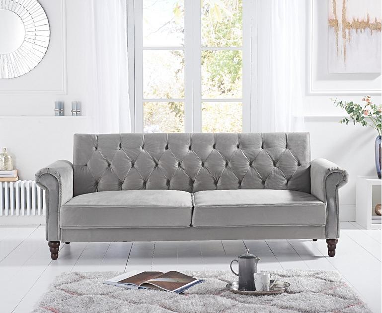 Orlando Grey Velvet Sofa Bed