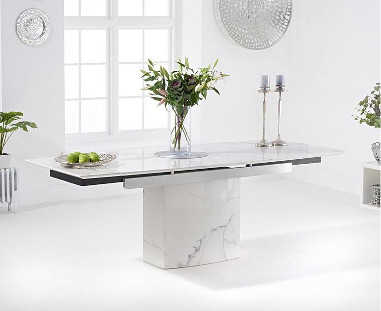 Metropolis 160cm White Extending Marble Dining Table ...
