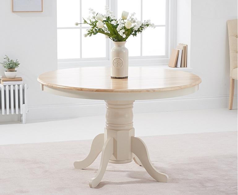 Epsom 120cm Oak and Cream Dining Table with Claudia Fabric ...