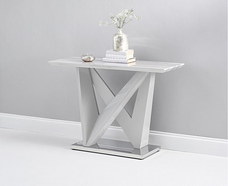 Reims Marble Effect Carrera Light Grey Console Table