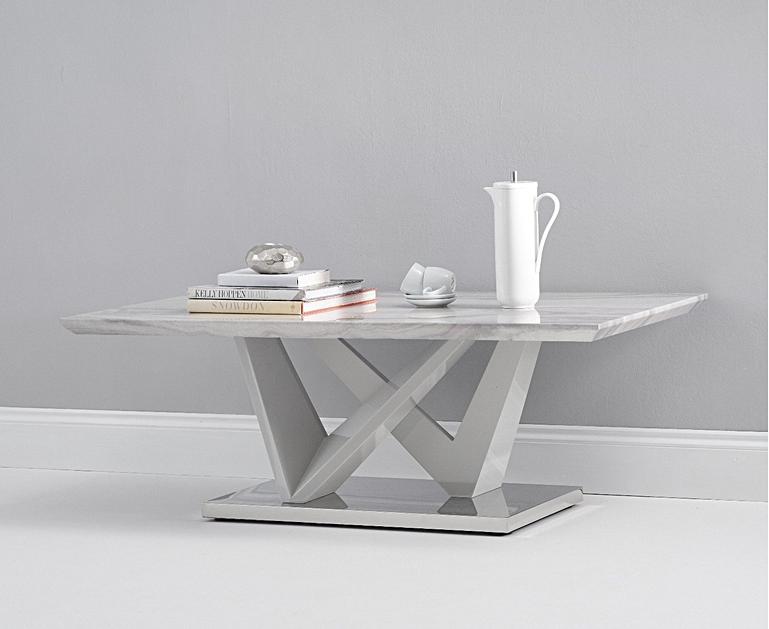 Reims Marble Effect Carrera Light Grey Coffee Table