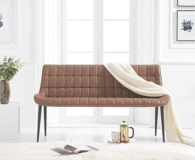 Heidi Brown Faux Leather Bench