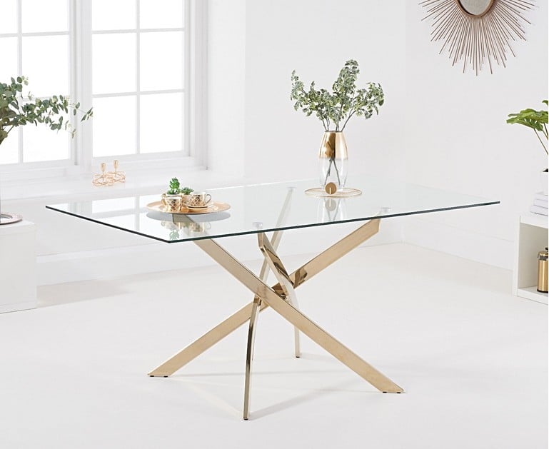 glass kitchen table with gold legs