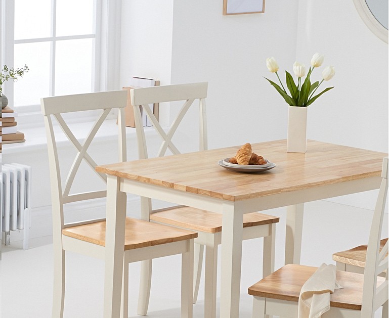 Chiltern 114cm Oak and Cream Dining Table and Epsom Chairs