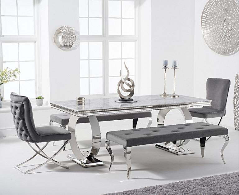 Hepburn 200cm Marble Dining Table with Giovanni Velvet Chairs and