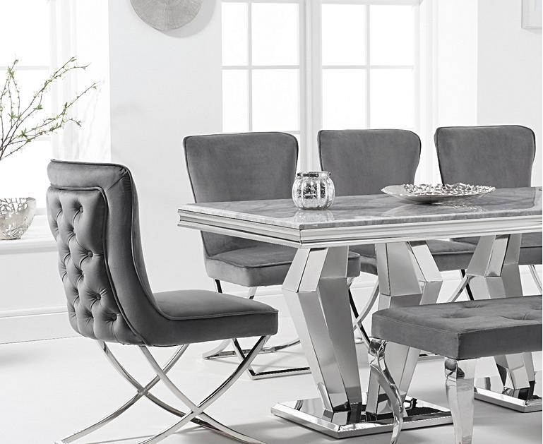 Viscount 180cm Marble Dining Table with Giovanni Velvet ...