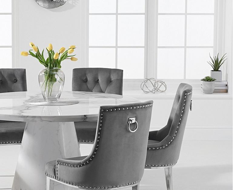 Ravello 130cm Round White Marble Dining Table with Talia ...