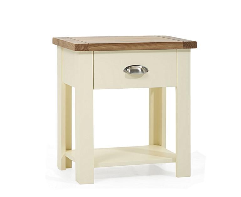 Somerset Oak and Cream Bedside Table Oak Furniture Superstore