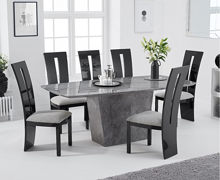 Francesca 200cm Light Grey Marble Dining Table with Verbier Chairs