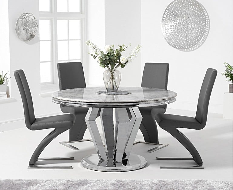 Viscount 130cm Round Marble Dining Table with Hampstead Z Chairs
