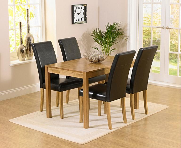 Oxford 120cm Solid Oak Dining Table with Albany Black Chairs
