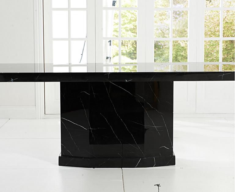 Carvelle 200cm Black Pedestal Marble Dining Table Oak Furniture