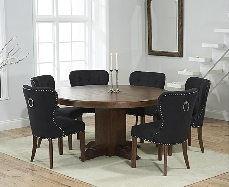 Torino 150cm Dark Solid Oak Round Pedestal Dining Table ...