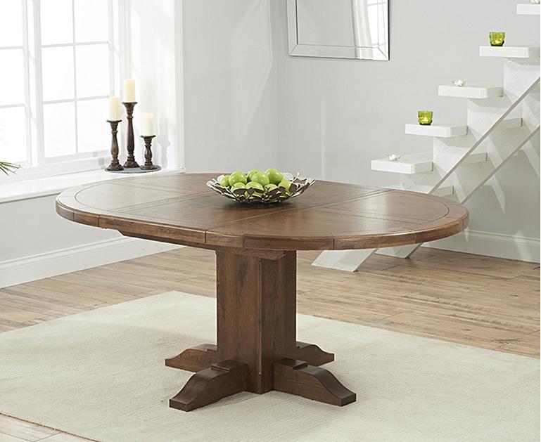 Torino Dark Solid Oak Extending Pedestal Dining Table with ... (769 x 629 Pixel)