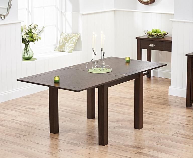 Somerset 90cm Flip Top Dark Oak Dining Table with Albany ...