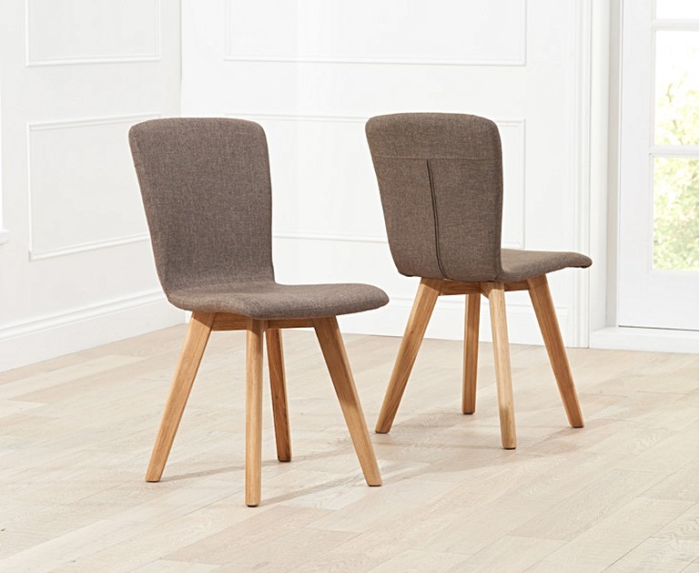Tivoli Retro Fabric Brown Dining Chairs