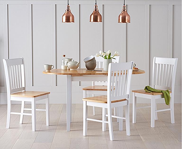 Amalfi Oak and White Extending Dining Table with Chairs