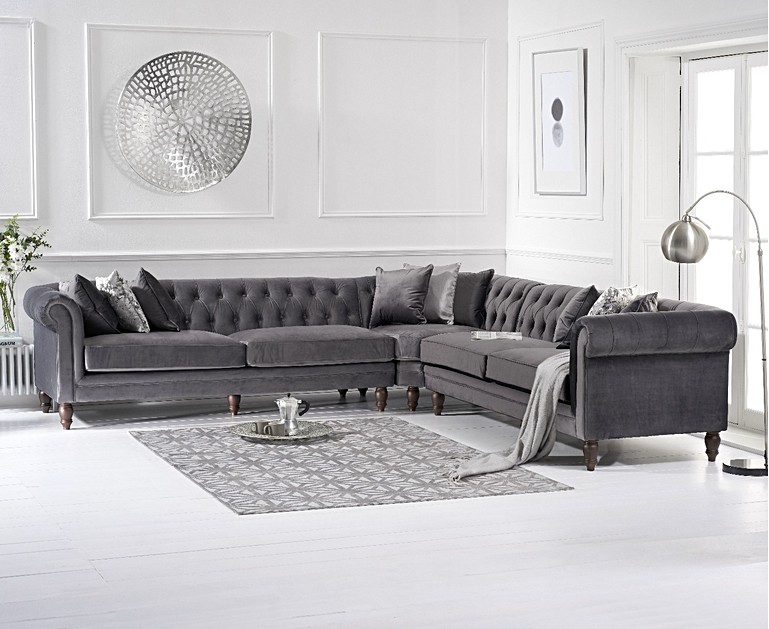 Limoges Grey Velvet Corner Sofa