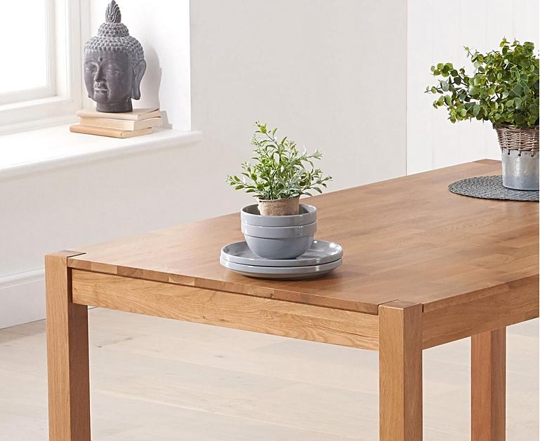 Oxford 150cm Solid Oak Dining Table with Grey Albany Chairs