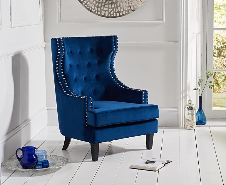 Penelope Blue Velvet Accent Chair