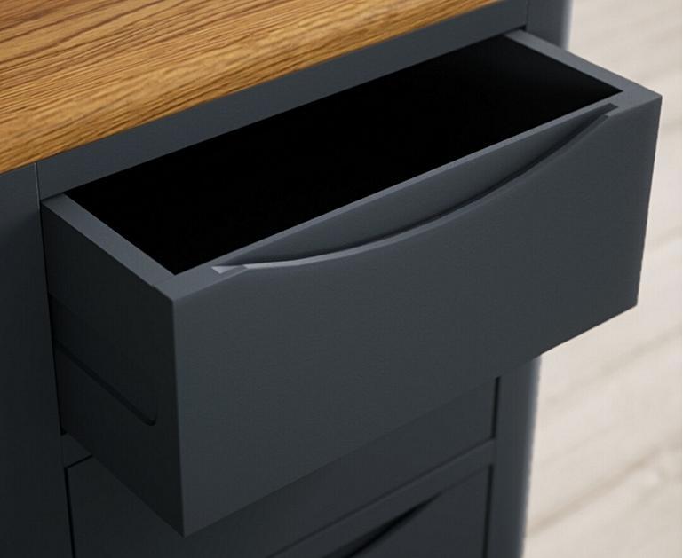 Pembridge Oak and Dark Blue Painted 5 Drawer Tallboy Oak Furniture