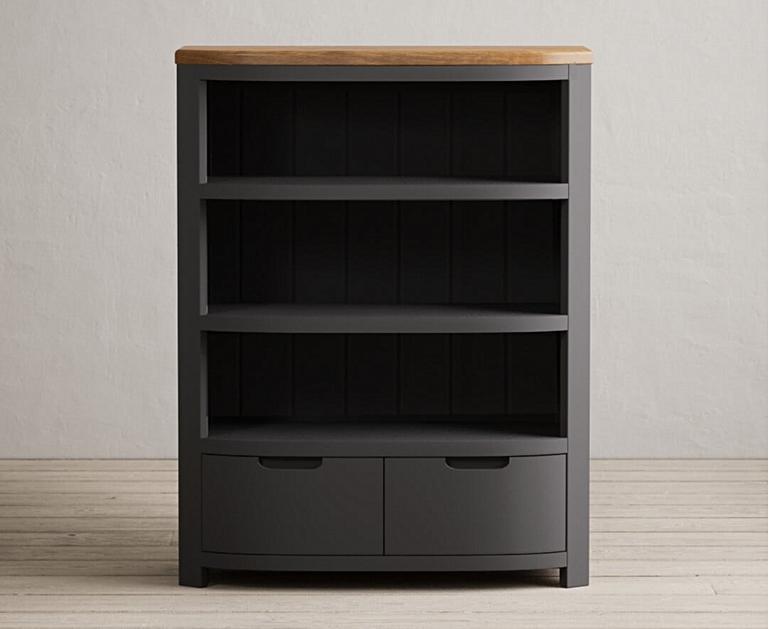 Bradwell Oak and Charcoal Grey Painted Small Bookcase Oak Furniture