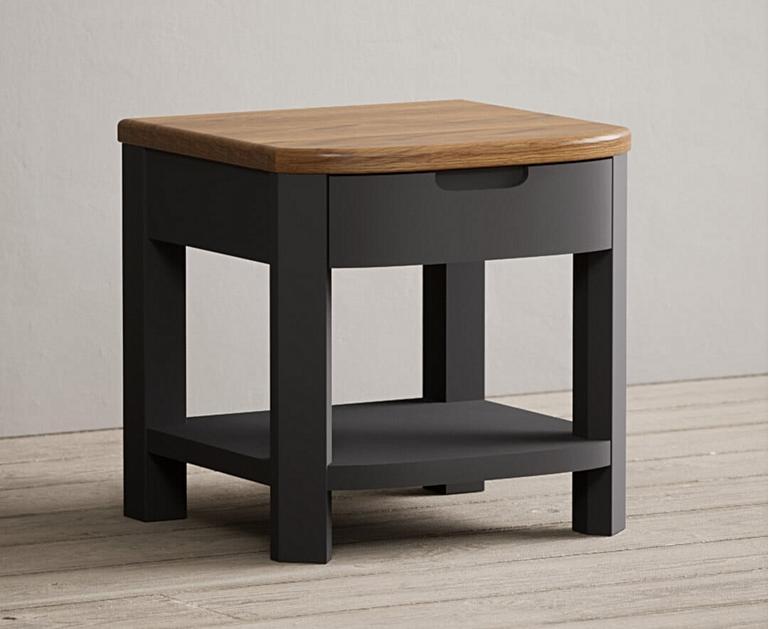 Bradwell Oak and Charcoal Grey Painted 1 Drawer Lamp Table Oak