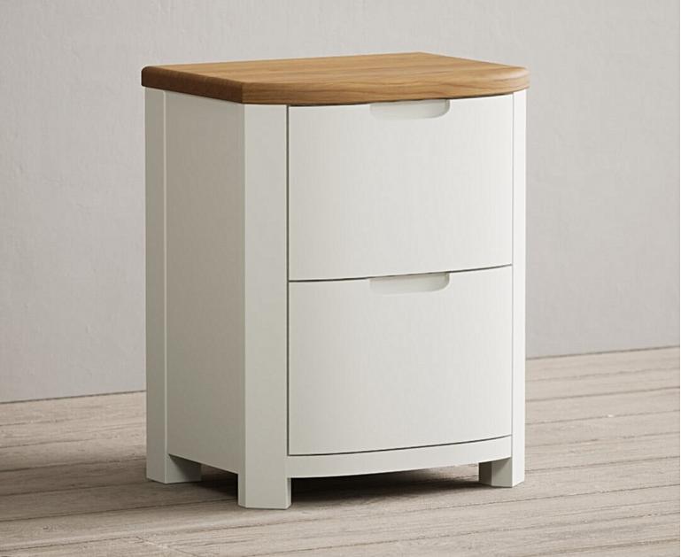 Bradwell Oak and Signal White Painted 2 Drawer Bedside Chest Oak