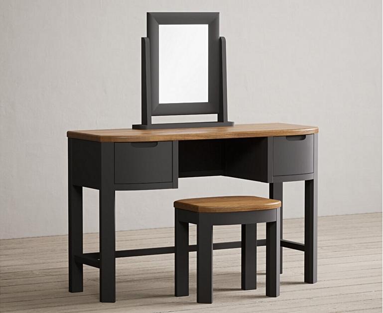 Bradwell Oak and Charcoal Grey Painted Dressing Table Set Oak