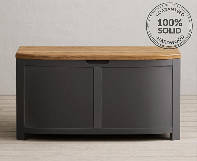 Bradwell Oak and Charcoal Grey Painted Blanket Box Oak Furniture Superstore