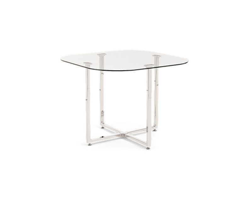 Algarve Glass Stowaway Dining Table with Cream High Back Stools