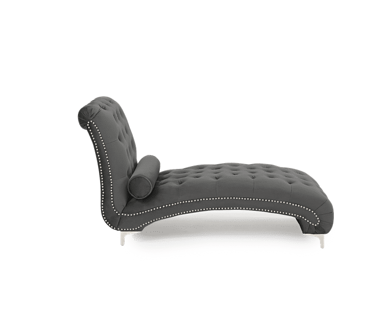 Cecile Grey Velvet Chaise Lounge Oak Furniture Superstore