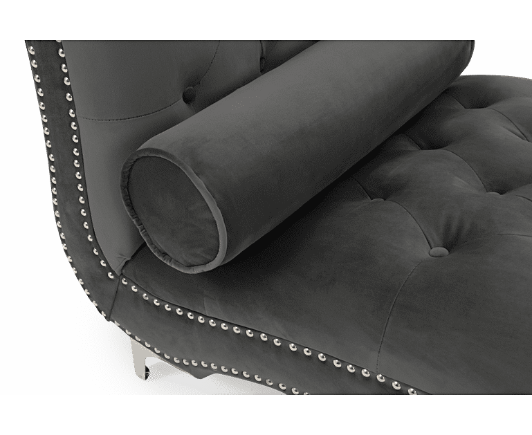 Cecile Grey Velvet Chaise Lounge Oak Furniture Superstore
