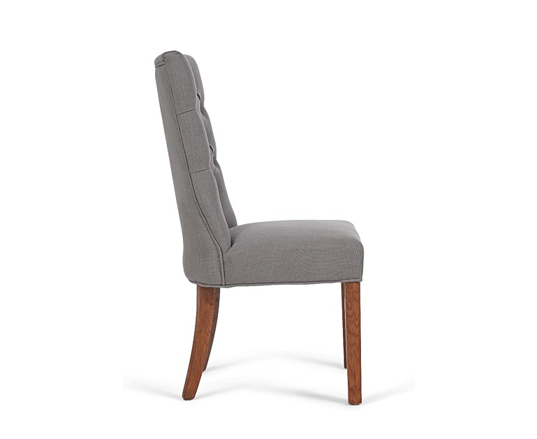 Francois Grey Fabric Dark Oak Leg Dining Chairs | Oak Furniture Superstore