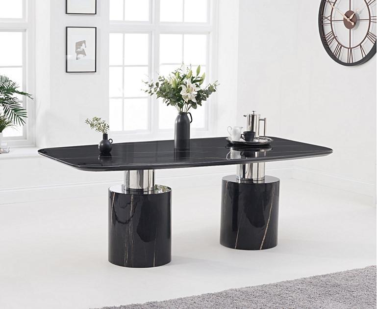 Antonio 180cm Black Marble Dining Table Oak Furniture Superstore