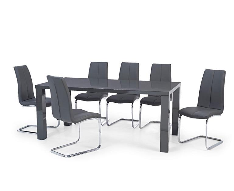 Atlanta 200cm Dark Grey High Gloss Dining Table with Gianni Chairs