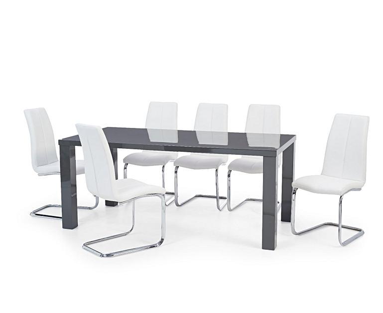 Atlanta 200cm Dark Grey High Gloss Dining Table with Gianni Chairs