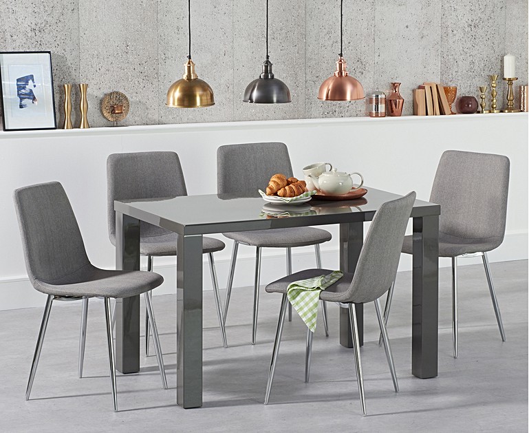 Atlanta 120cm Dark Grey High Gloss Dining Table with Helsinki Fabric