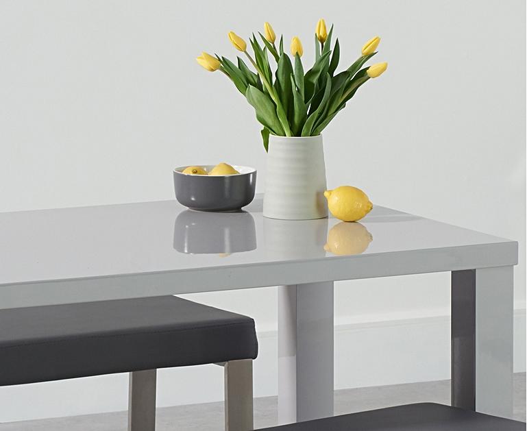 Atlanta 120cm Light Grey High Gloss Dining Table with ...