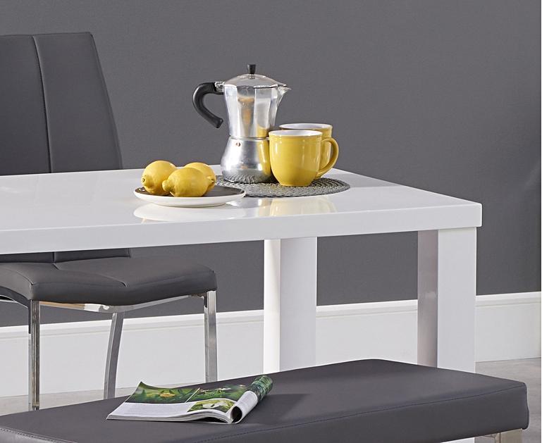 Atlanta 120cm White High Gloss Dining Table with Cavello ...