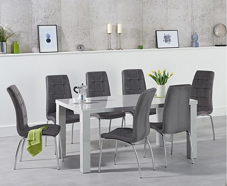Atlanta 160cm Light Grey High Gloss Dining Table with