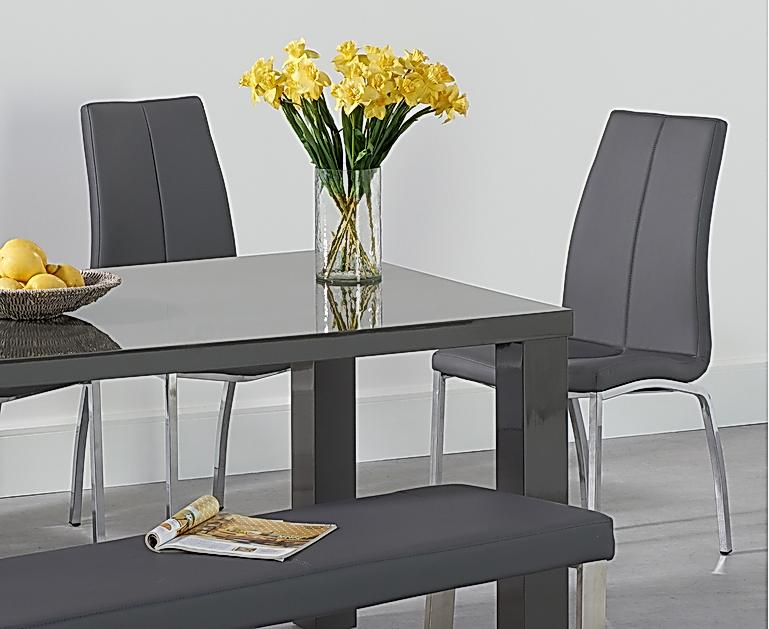 Atlanta 160cm Dark Grey High Gloss Dining Table with ...