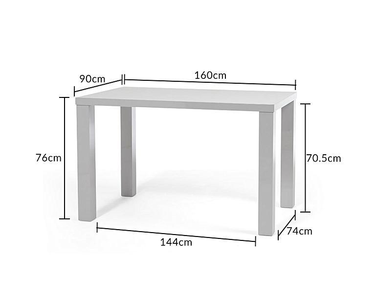 Atlanta 160cm Light Grey High Gloss Dining Table Oak Furniture