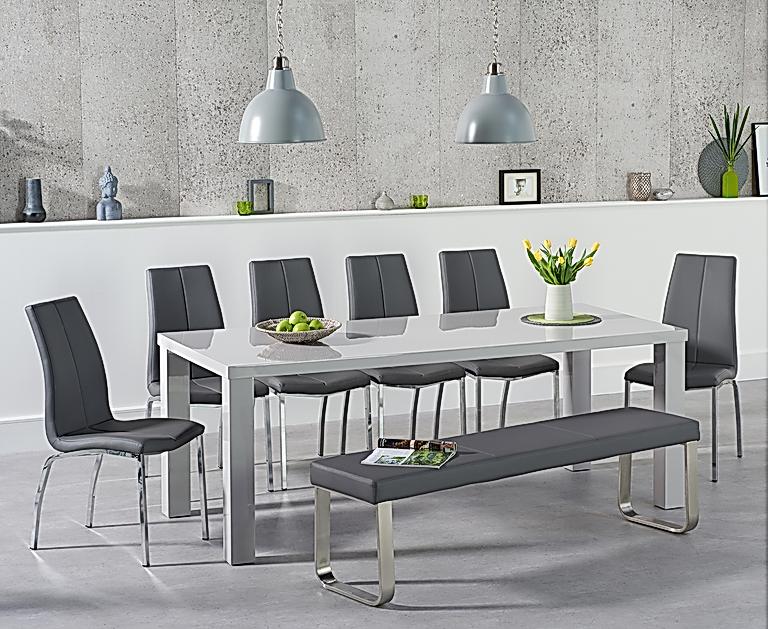 Atlanta 200cm Light Grey High Gloss Dining Table with ...